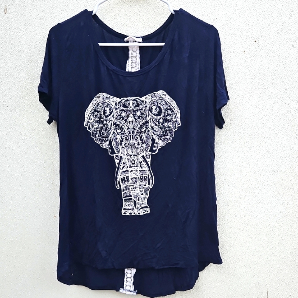 French Pastry Navy Blue Elephant Graphic Tee